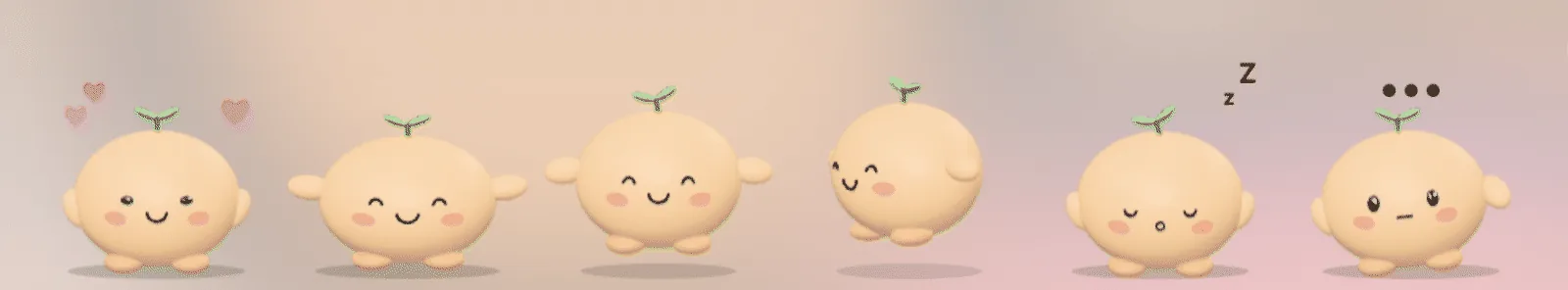 쓰다듬으면 하트를 띄우고, 기뻐하고, 밥 먹고, 춤추고, 졸고, AI 답을 기다리며 말줄임표를 띄우는 콩이